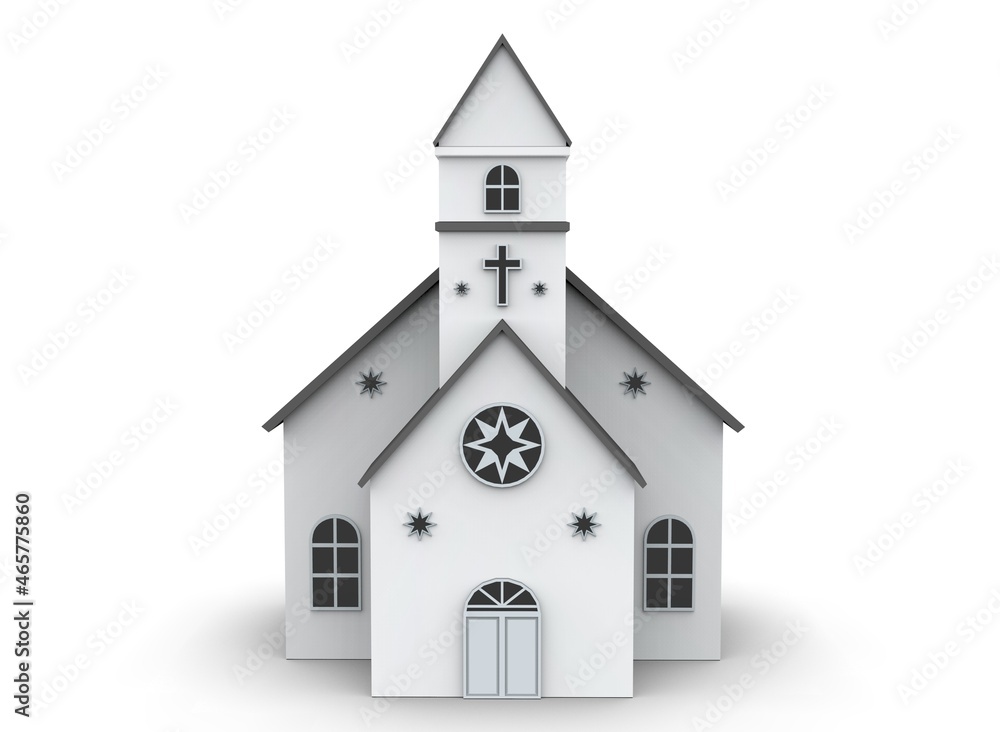 Church isolated on a white background 3d-rendering Church isolated on a white background 3d-rendering