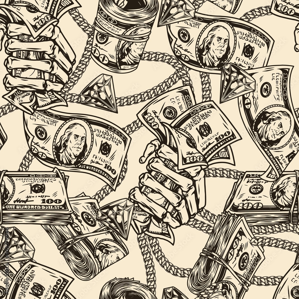 Obraz premium Vintage money seamless pattern