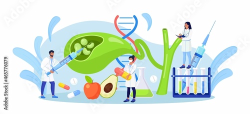 Stones in gallbladder. Gastroenterologist scientist doctor examine gall Bladder. Doctors treat gallstones. Biliary dyskinesia problems. Cholecystitis laboratory research