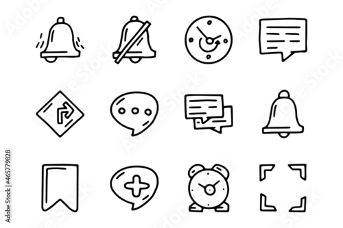 Notification line vector doodle simple icon set