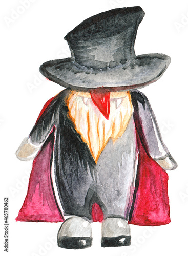 Obraz na plátně Insidious gnome in a cloak, like a vampire, for halloween