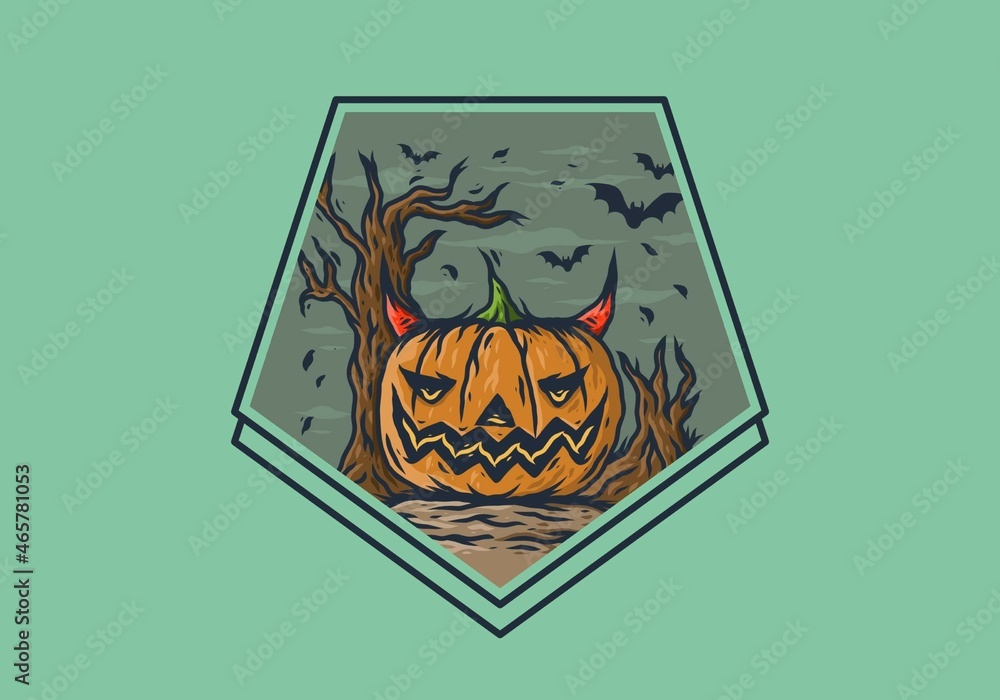 Pumpkin halloween head illustration drawing Pumpkin halloween head illustration drawing