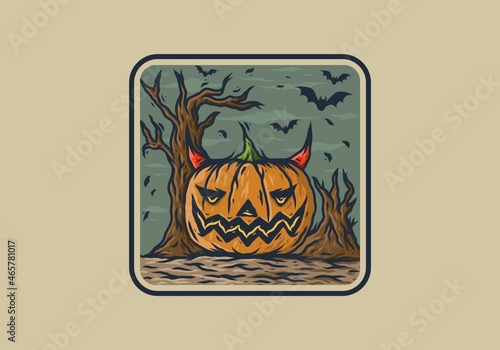 Pumpkin halloween head illustration drawing