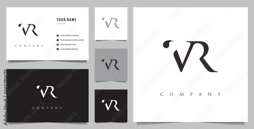Initial VR logo and business card Initial VR logo and business card