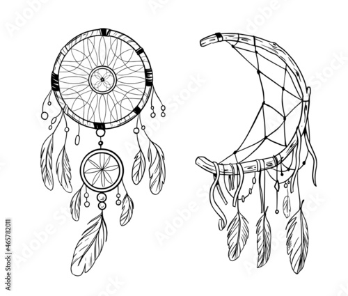 Dream Catcher. Vector outline illustration