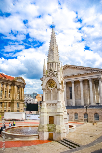 The clock tower at A Chamberlain Square, Birmingham, UK