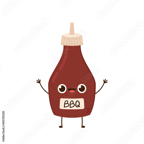 Barbeque sauce in bottle vector. Barbeque sauce character design.