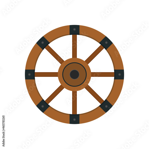 Wood wheel vector. Wood wheel on white background.