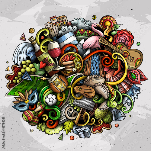 Argentina hand drawn cartoon doodles illustration. Funny design.