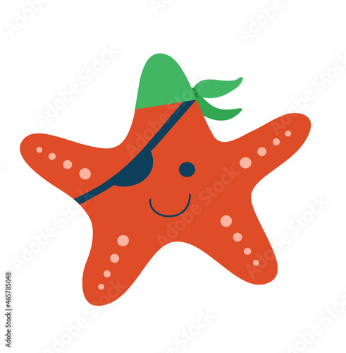 Illustration cute starfish pirate print for kids t-shirt postcard posters