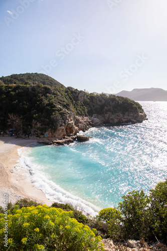 bright blue water on mediterranean sea