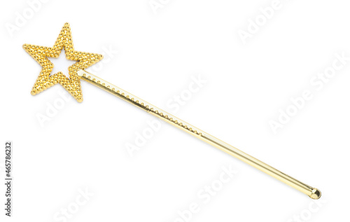 Fotografie, Obraz Beautiful golden magic wand isolated on white, top view