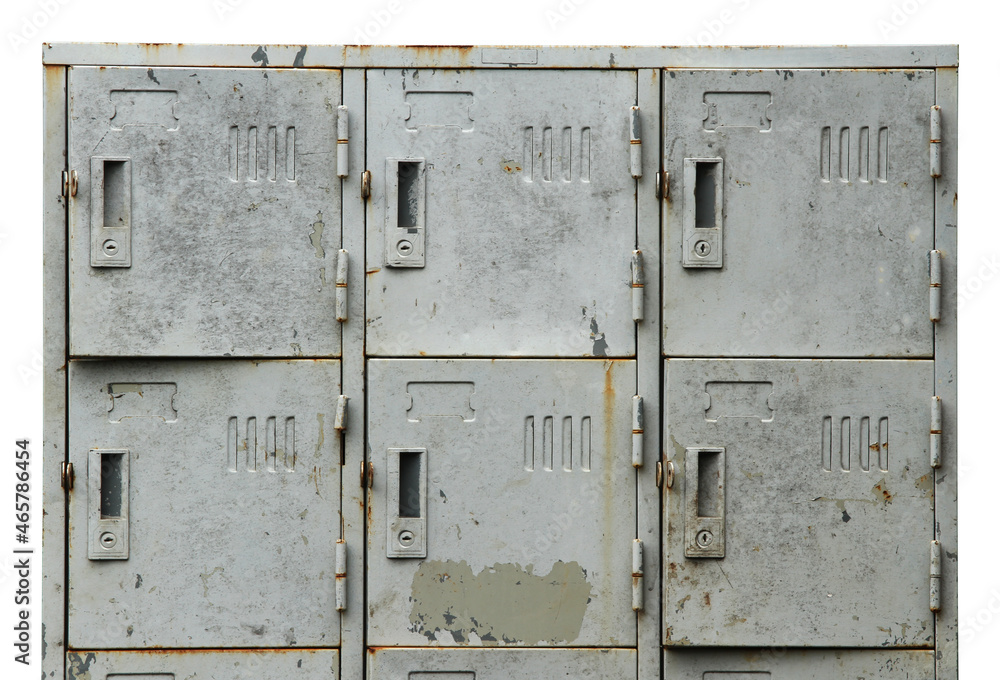 Old dirty locker cabinet (with clipping path) isolated on white background Old dirty locker cabinet (with clipping path) isolated on white background