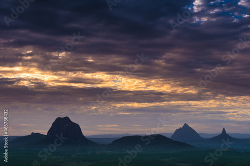 Glass House Mountains  Sunshine coast  Queensland  Australia  Mount Beerwah  Mount Tibrogargan  Mount Coonowrin  Gubbi Gubbi  Jinibara  Kabi Kabi Aborigine Sacred place Bora Ring