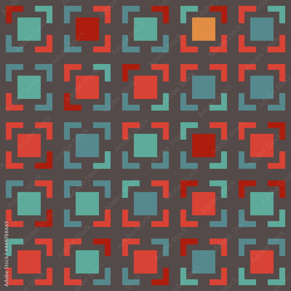Abstract geometric pattern of squares. Seamless mosaic and tile. Vector illustration Abstract geometric pattern of squares. Seamless mosaic and tile. Vector illustration