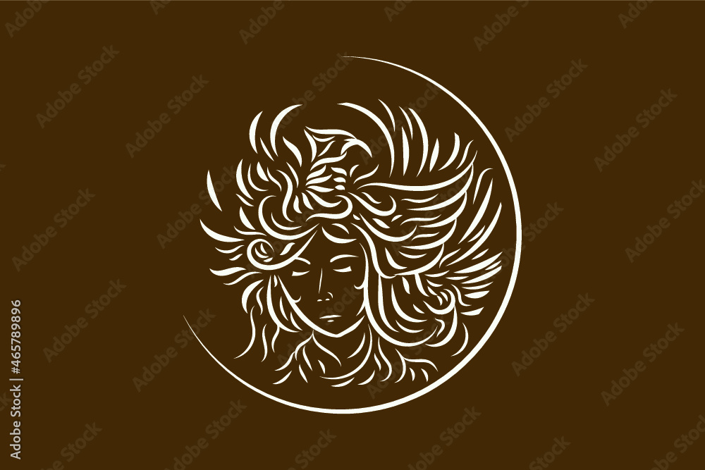 Eagle and woman illustration logo Eagle and woman illustration logo