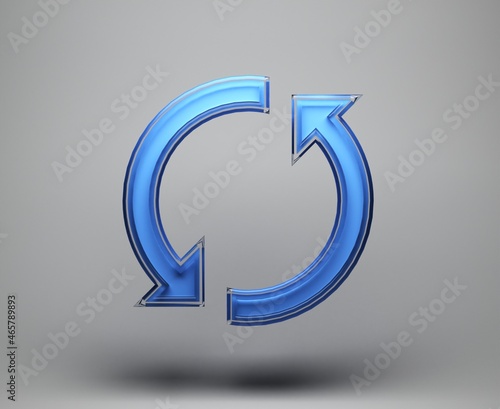 Minimal refresh symbol with glass material on grey background. 3d rendering. Free Download Minimal refresh symbol with glass material on grey background. 3d rendering. - GFXLoad