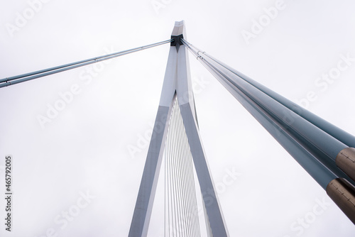 Engineering detail abstarct cable stays of the Erasmus Bridge low point of view
