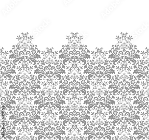 Wallpaper in the style of Baroque. Modern vector background. White and gray floral ornament. Graphic pattern for fabric, wallpaper, packaging. Ornate Damask flower ornament