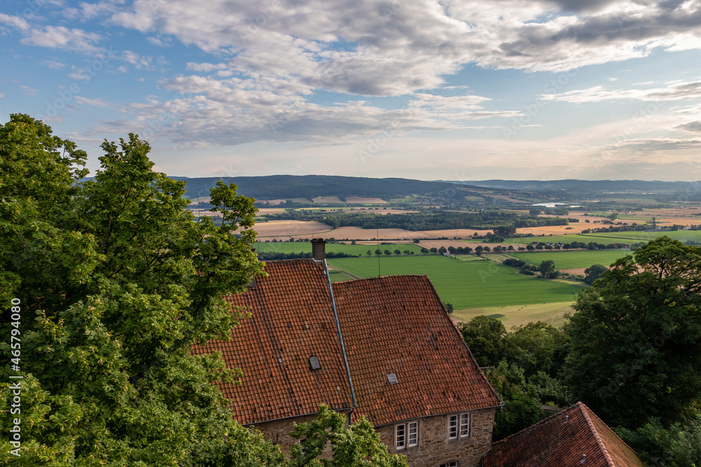Country landscape over village Schaumburg in Germany
