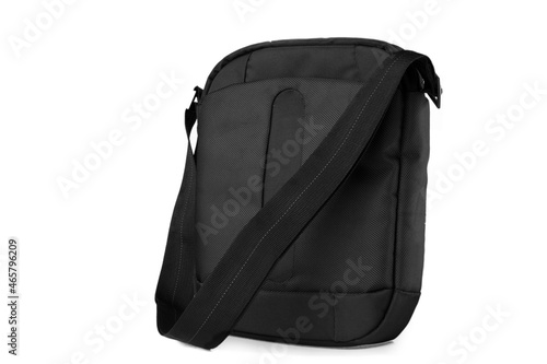 black shoulder bag isolated on white background