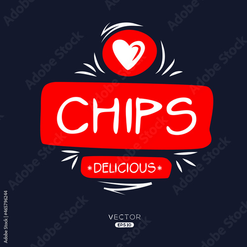 Creative (chips) logo, chips  sticker, vector illustration.