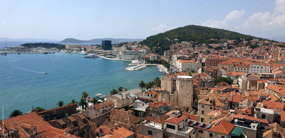 General view over Split city and harbour, Dalmatia, Croatia