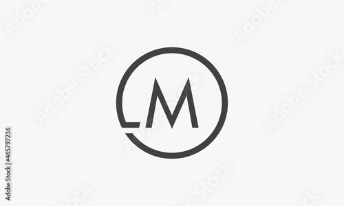 LM letter logo circle line concept isolated on white background.