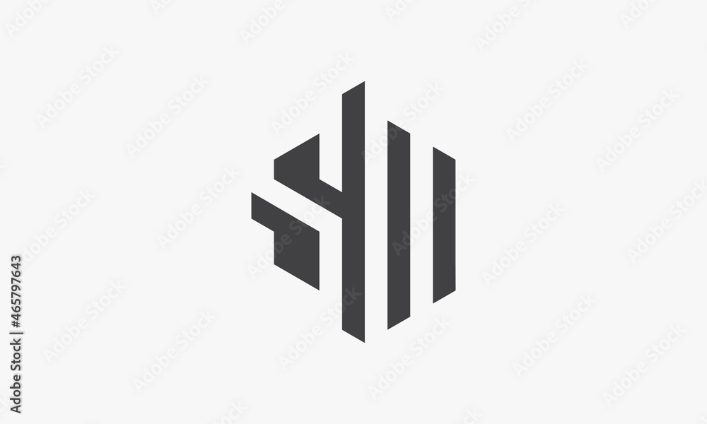 abstract line geometric shape letter SM logo on white background. abstract line geometric shape letter SM logo on white background.