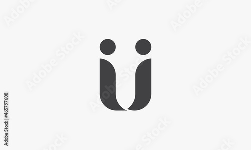 letter U logo two people each other concept isolated on white background. photo