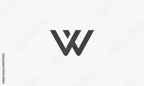 W or VW or WV letter logo isolated on white background.
