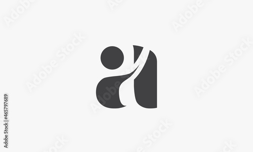 abstract people shaped letter A logo concept isolated on white background.