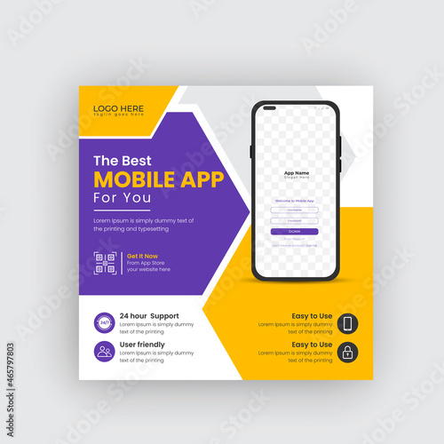 Mobile app promotion social media post instagram banner and web banner For Social media advertising	
