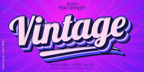Vintage text, 70s and 80s text style and editable text effect