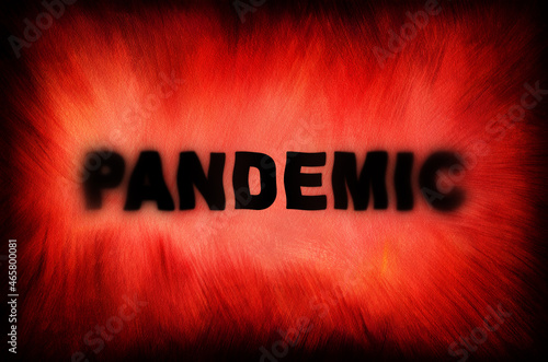 Pandemic word in black text on red background