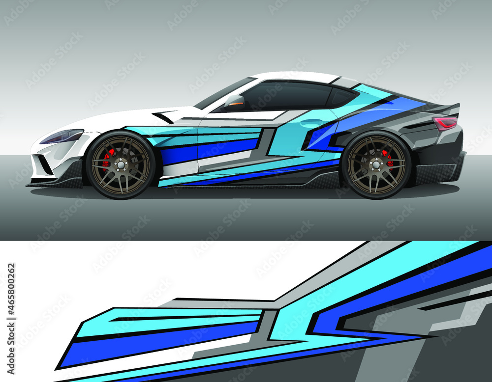 Car wrap vinyl racing decal ornament. Abstract geometric striped hexagonal  sport background design print template. Vector illustration. Stock Vector