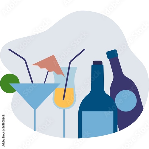 Cocktail drink vector glass with alcohol icon