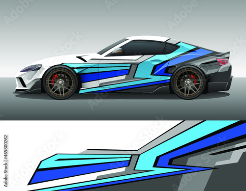 Car wrap vinyl racing decal ornament. Abstract geometric stripes sport background design print template. Vector illustration.