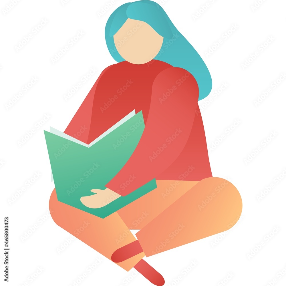Vector woman reading book icon isolated on white Vector woman reading book icon isolated on white