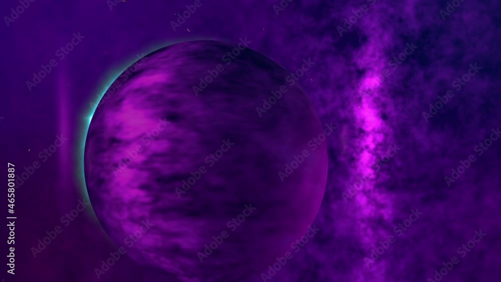 motion of circle shape planet at colorful violet space background motion of circle shape planet at colorful violet space background