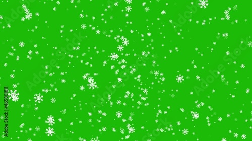 Christmas Falling snow with snowflakes - Snow falling down slowly 4K animation on Green screen