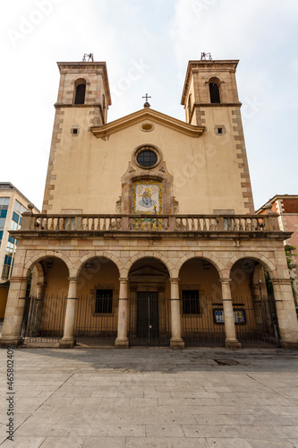 Facade of the Parròquia de Sant Pere Nolasc Mercedaris church in El Raval, Barcelona, Catalonia, Spain, Europe