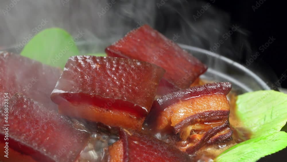Braised Pork in a Casserole with Old Vegetables in Northeast China Braised Pork in a Casserole with Old Vegetables in Northeast China