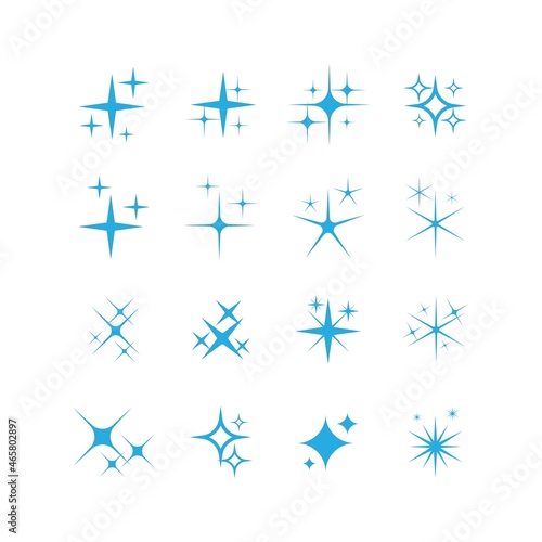 Set of shine icons, clean star icon, twinkling stars, sparkle light, shining burst vector design concept © Djoyotrue