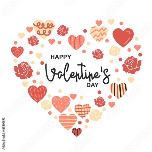 Happy Valentine s Day. Trendy abstract art templates with typography  heart  dots. Set of flat backgrounds for social media  stories  banners  greeting cards  poster  greeting card  header for website