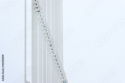 paper dividers with tabs in descending alphabetical order