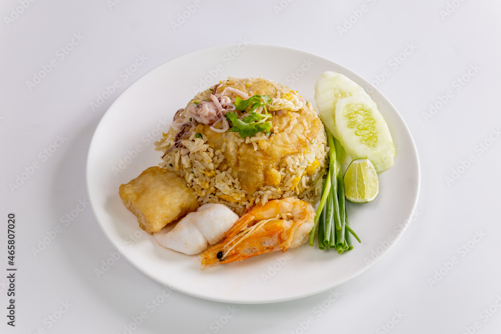 Seafood fried rice, street food Seafood fried rice, street food
