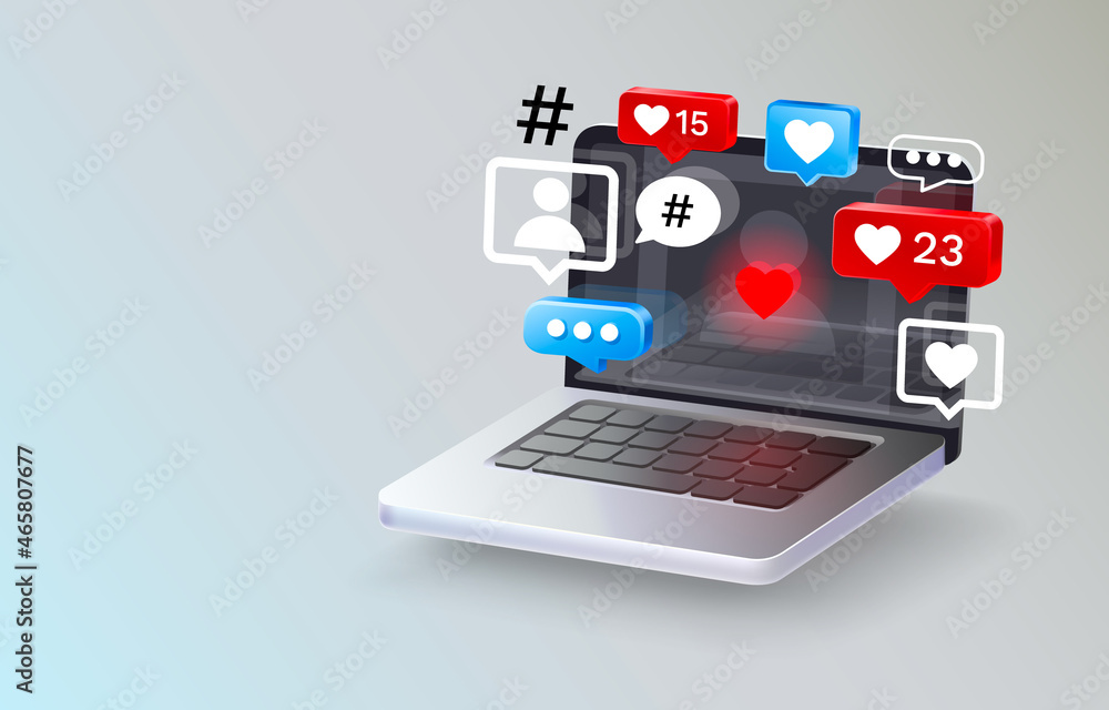 Laptop icon like, follower social media, computer people connection. Vector Laptop icon like, follower social media, computer people connection. Vector