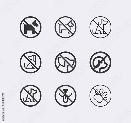 No dogs sign line vector icon