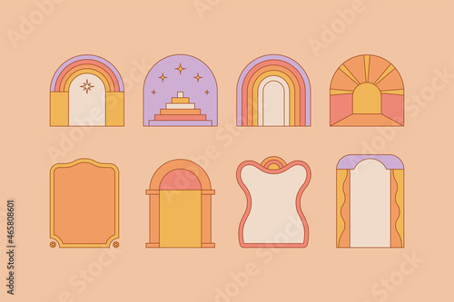 Vector set of design elements and illustrations in simple linear style